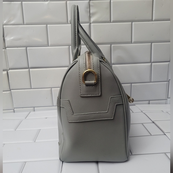 Segolene En Cuir Soft Gray Leather Medium Size Satchel Gold Hardware Rear Extern - Picture 3 of 8